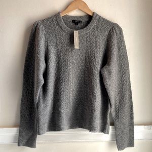 J. Crew Stretch Wool Cableknit Sweater NEW W/TAGS in Heather Graphite